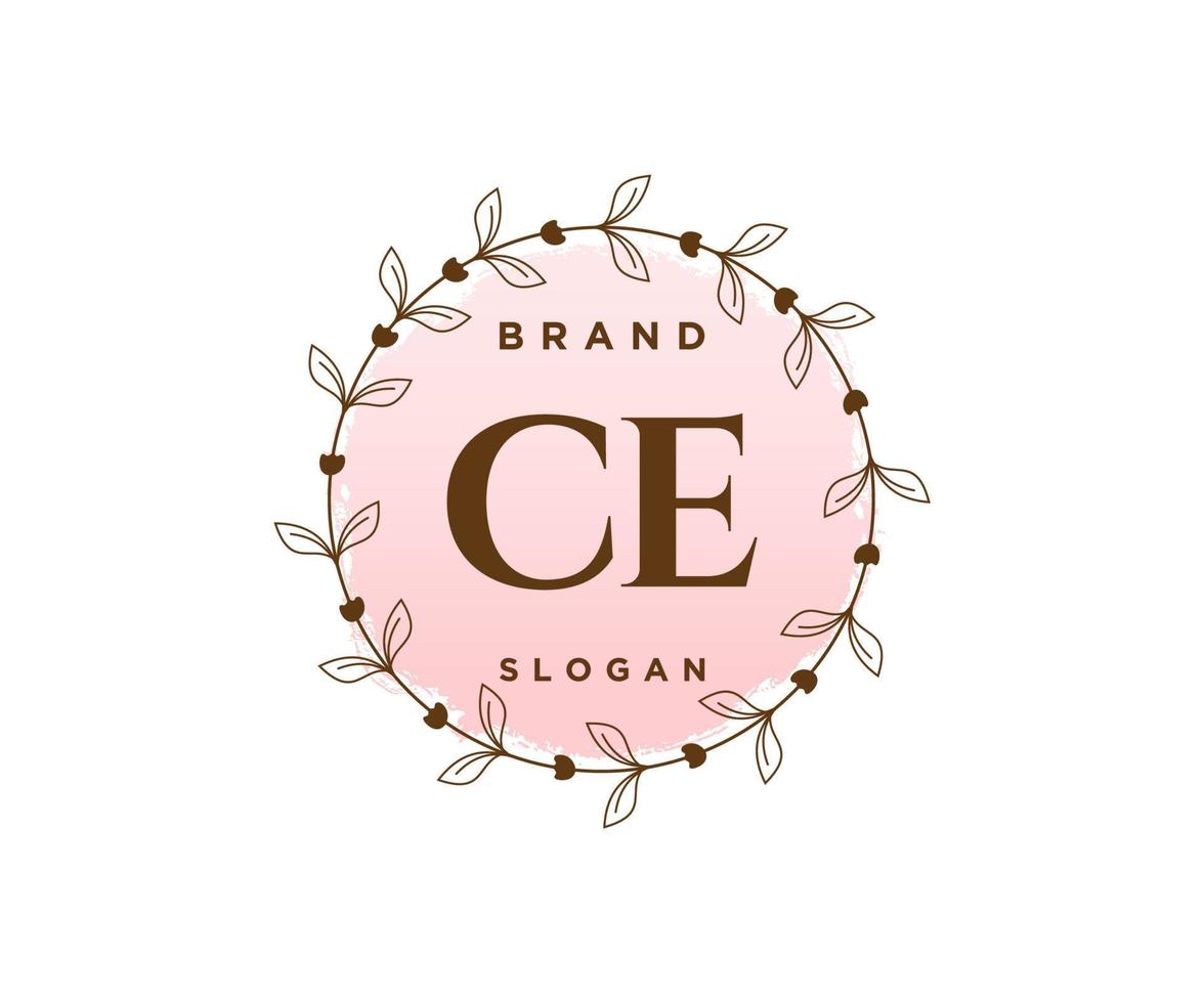 logotipo femenino ce inicial. utilizable para logotipos de naturaleza, salón, spa, cosmética y belleza. elemento de plantilla de diseño de logotipo de vector plano.