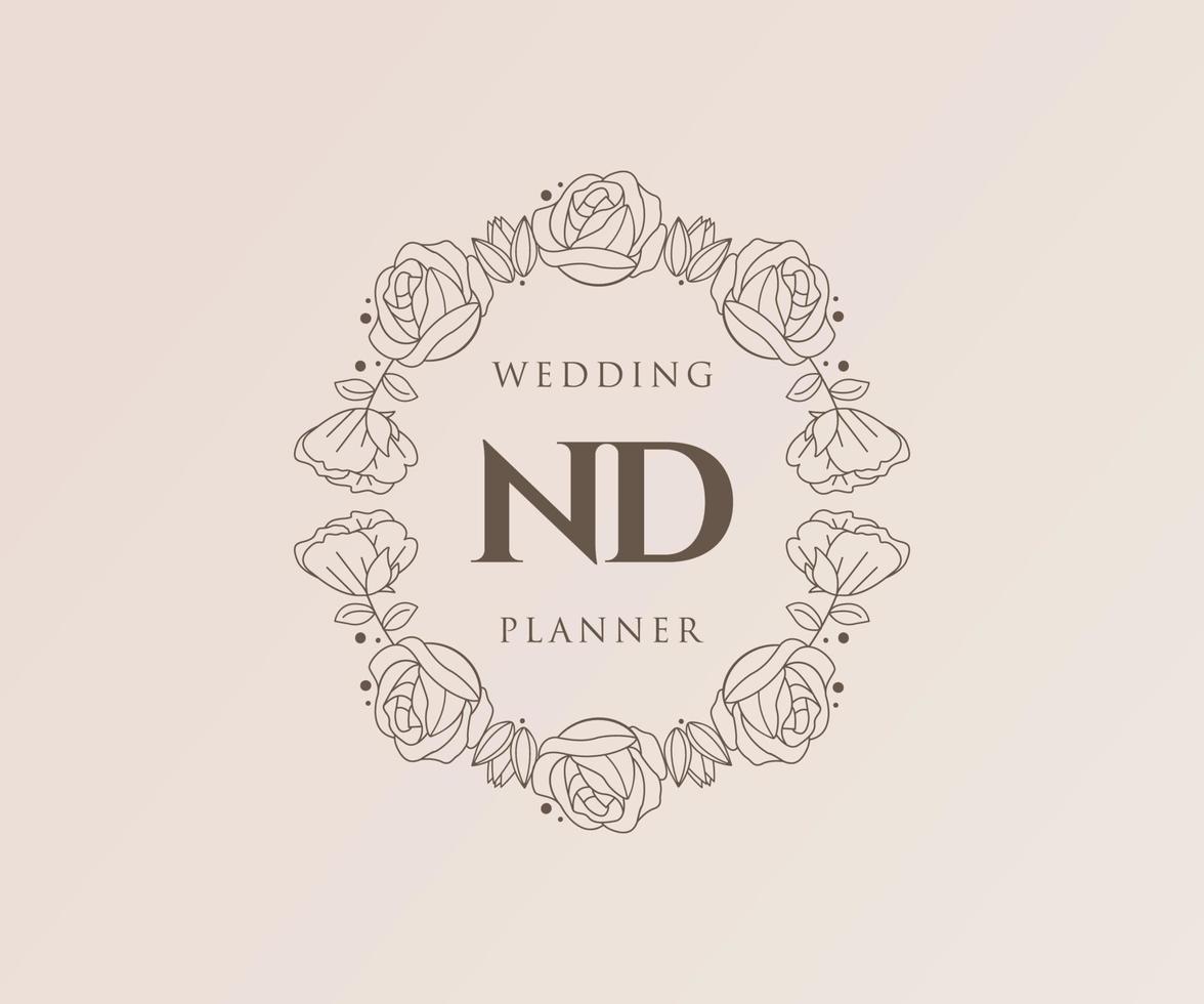 colección de logotipos de monograma de boda con letras iniciales, plantillas florales y minimalistas modernas dibujadas a mano para tarjetas de invitación, guardar la fecha, identidad elegante para restaurante, boutique, café en vector