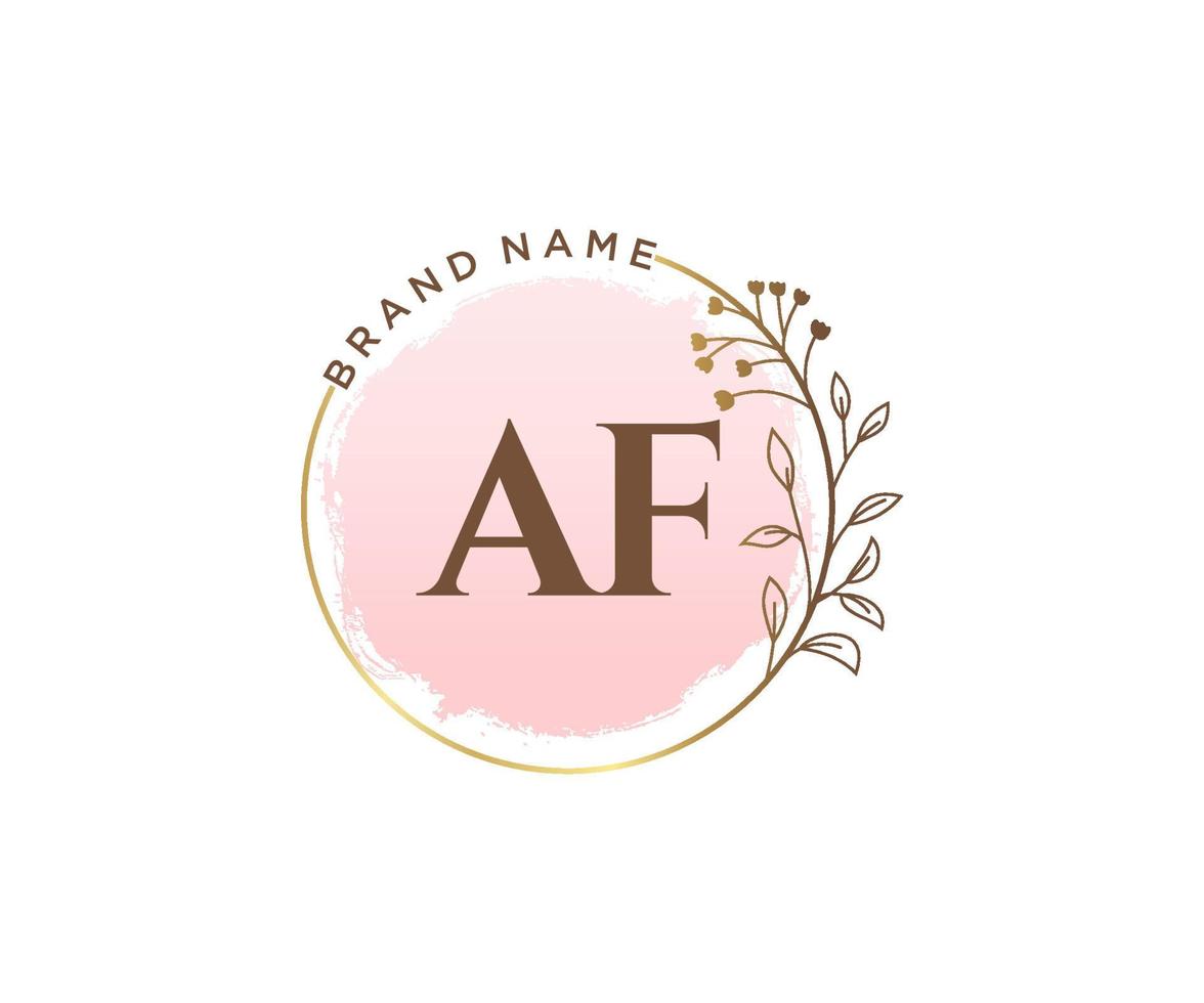 Initial AF feminine logo. Usable for Nature, Salon, Spa, Cosmetic and Beauty Logos. Flat Vector Logo Design Template Element.