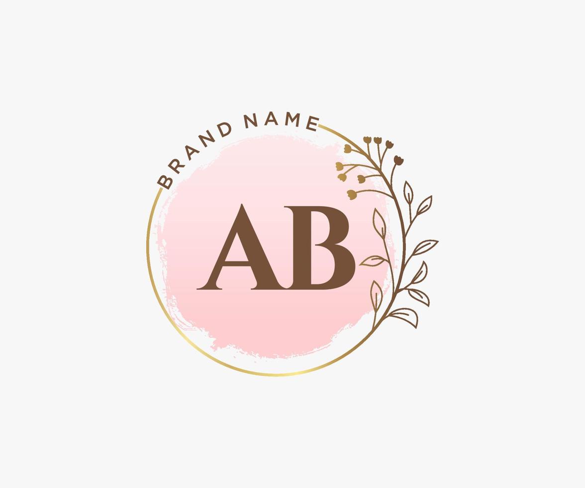 Initial AB feminine logo. Usable for Nature, Salon, Spa, Cosmetic and Beauty Logos. Flat Vector Logo Design Template Element.