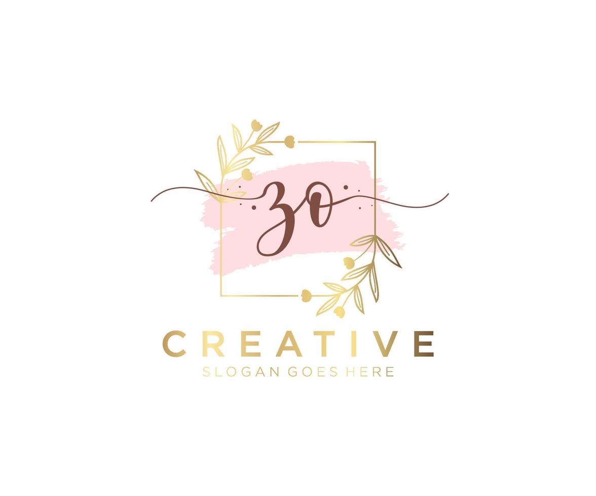 Initial ZO feminine logo. Usable for Nature, Salon, Spa, Cosmetic and Beauty Logos. Flat Vector Logo Design Template Element.