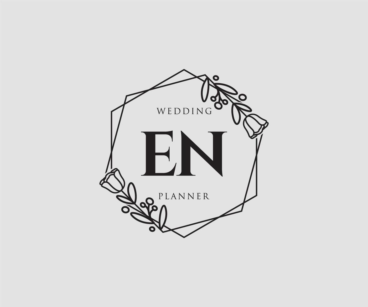 Initial EN feminine logo. Usable for Nature, Salon, Spa, Cosmetic and Beauty Logos. Flat Vector Logo Design Template Element.