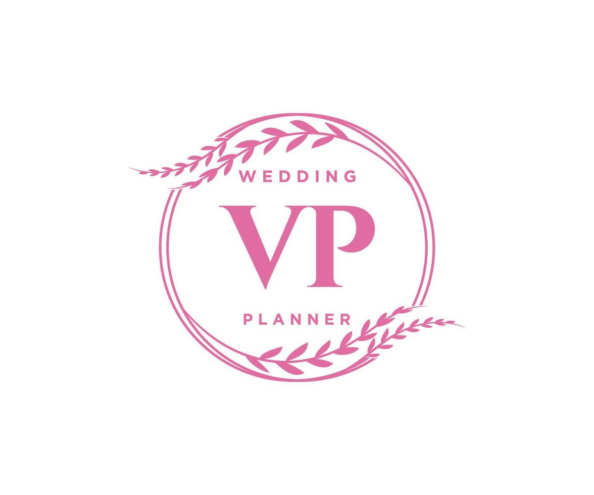VP Initials letter Wedding monogram logos collection, hand drawn modern minimalistic and floral templates for Invitation cards, Save the Date, elegant identity for restaurant, boutique, cafe in vector