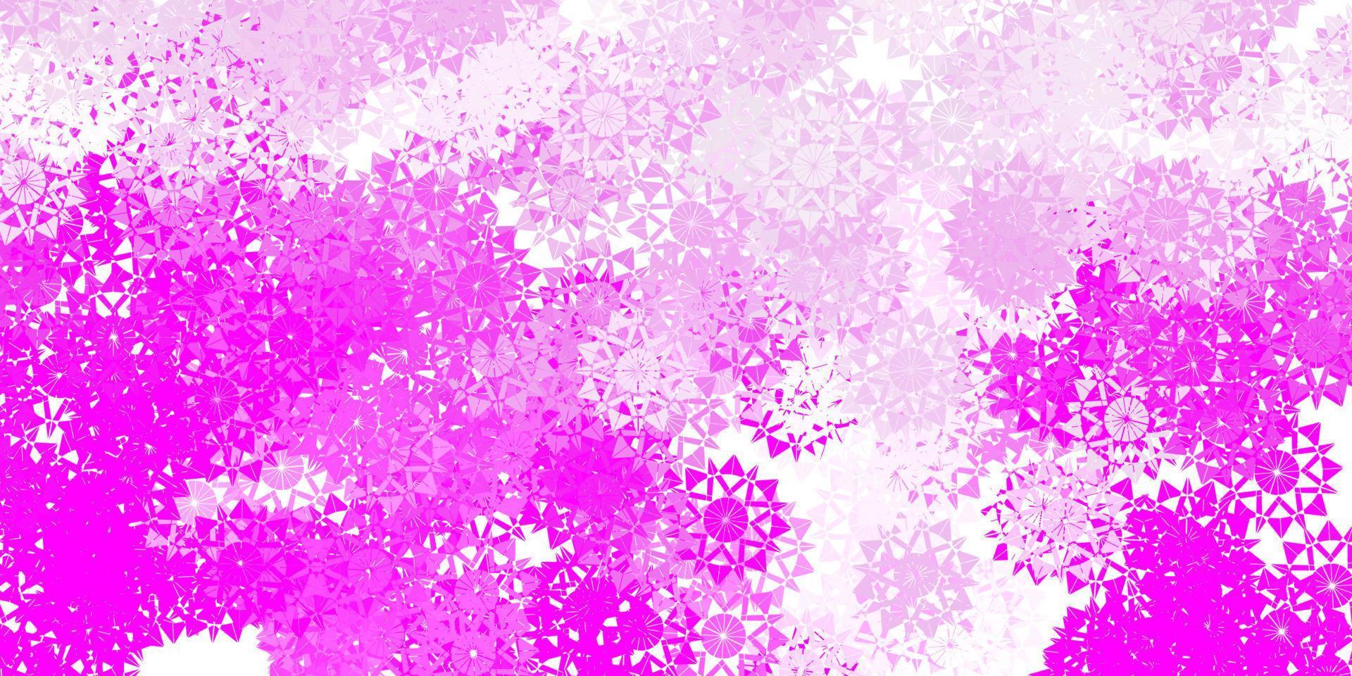 Light purple, pink vector beautiful snowflakes backdrop with flowers.