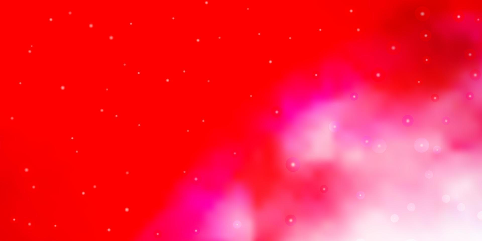 Fondo de vector rojo claro con estrellas pequeñas y grandes.