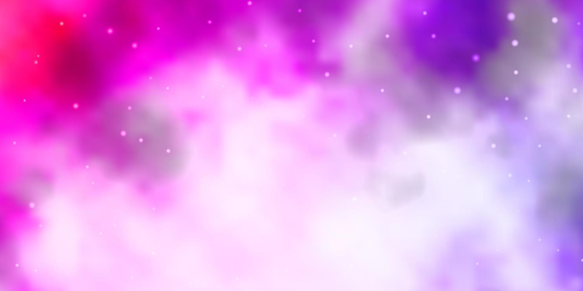 textura de vector violeta claro, rosa con hermosas estrellas.