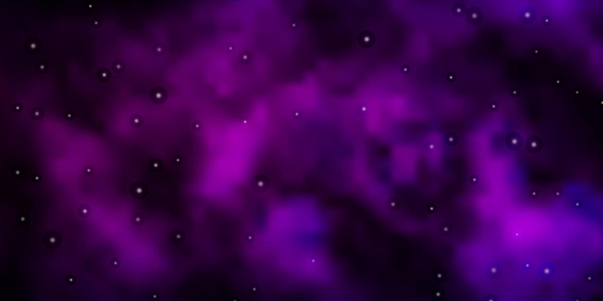Fondo de vector de color púrpura oscuro con estrellas pequeñas y grandes.