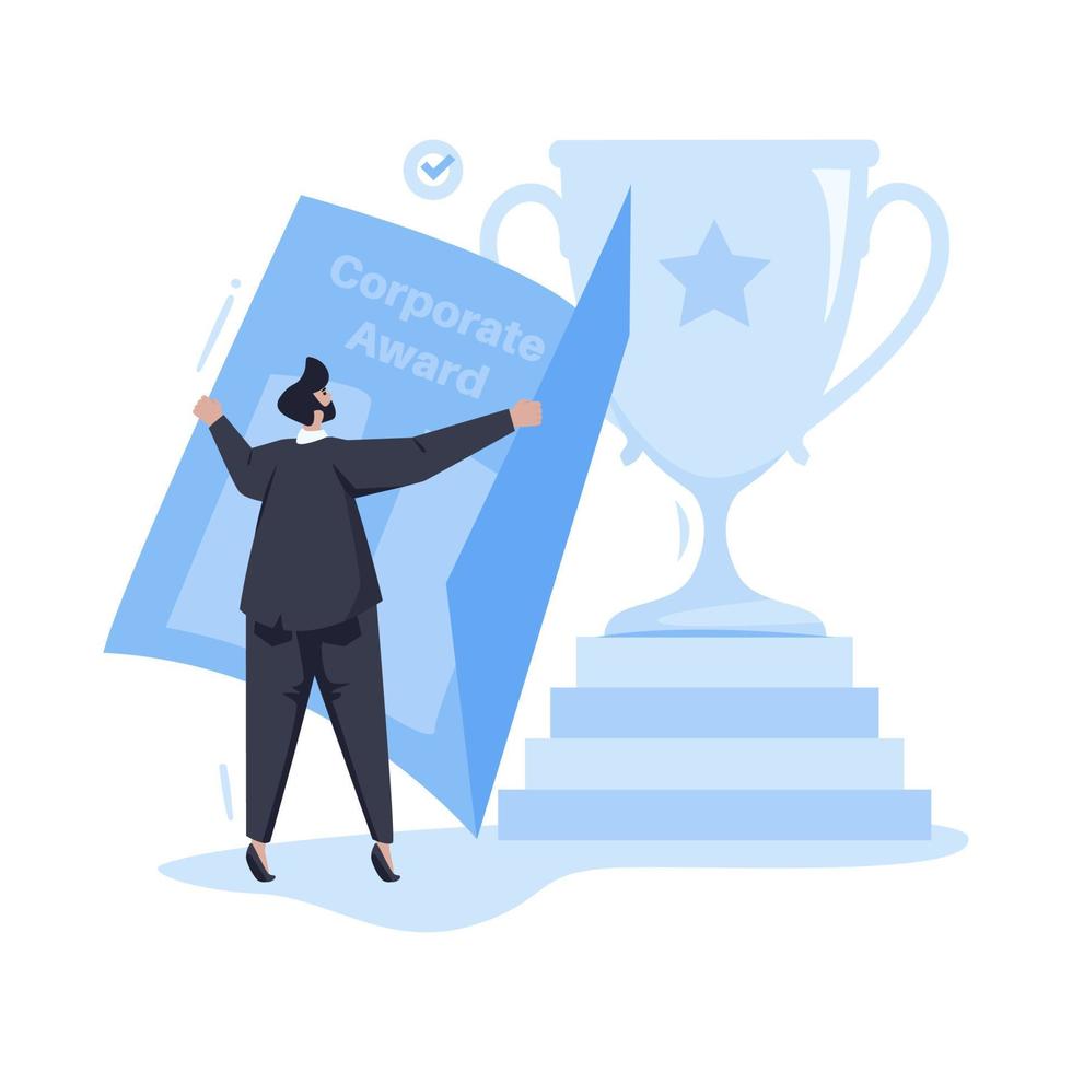 Company business achievements flat illustration vector