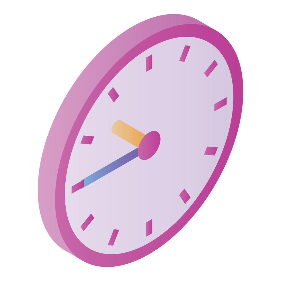 Wall clock icon, isometric style vector