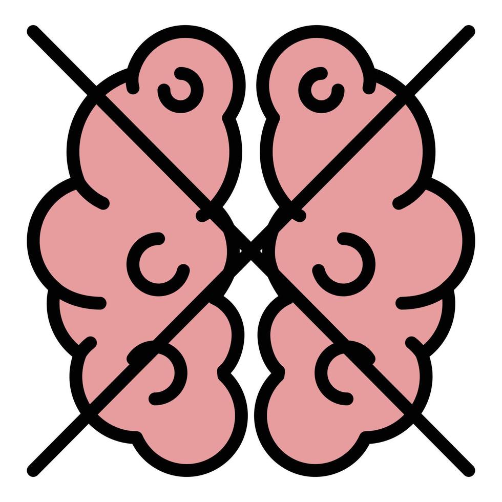Brain no function icon color outline vector