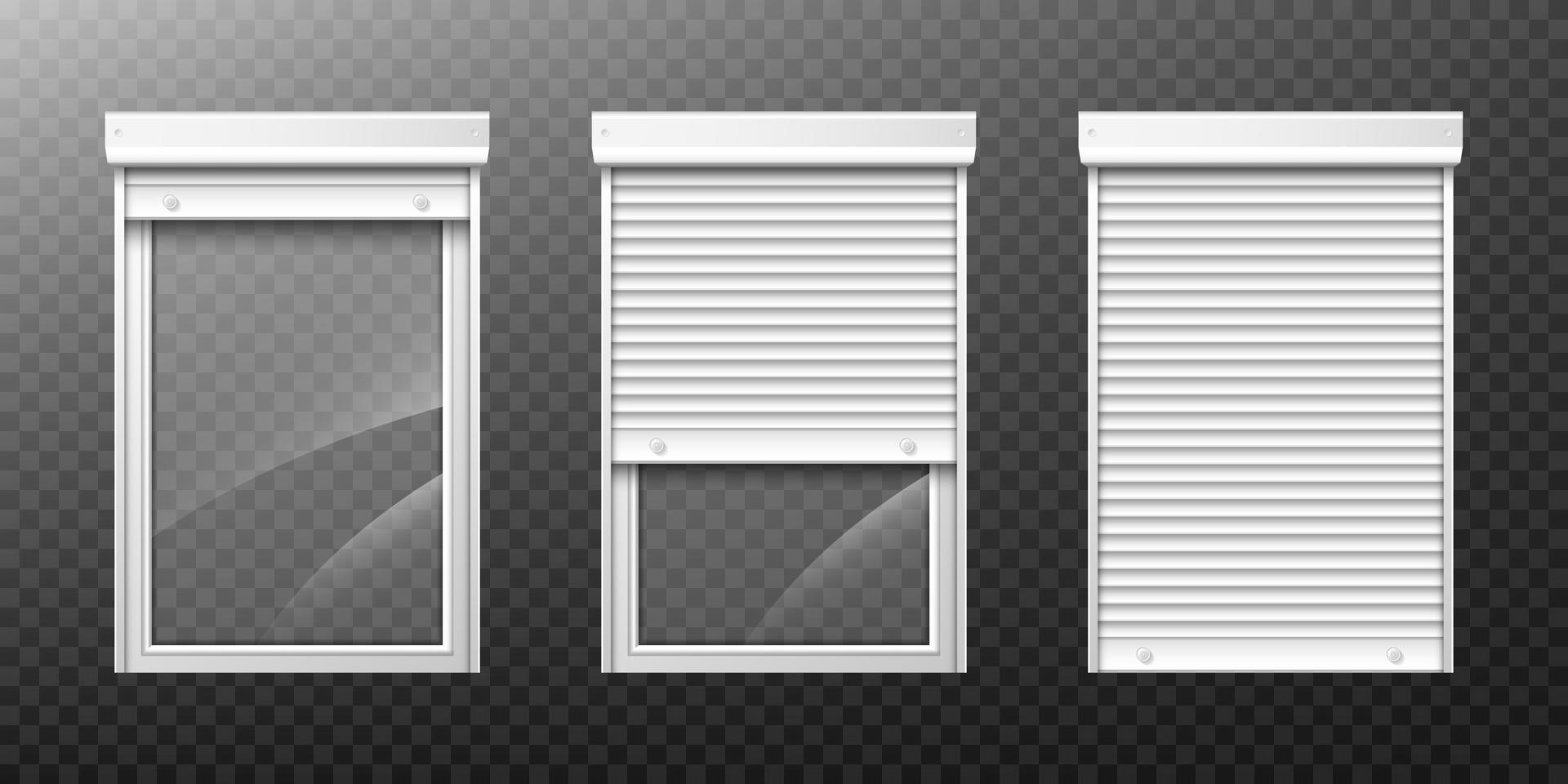 Double window with roller shutter up and close vector