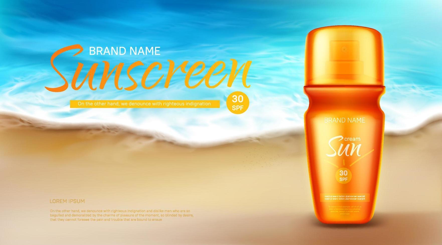 Sunscreen protection uv cosmetic banner, summer vector