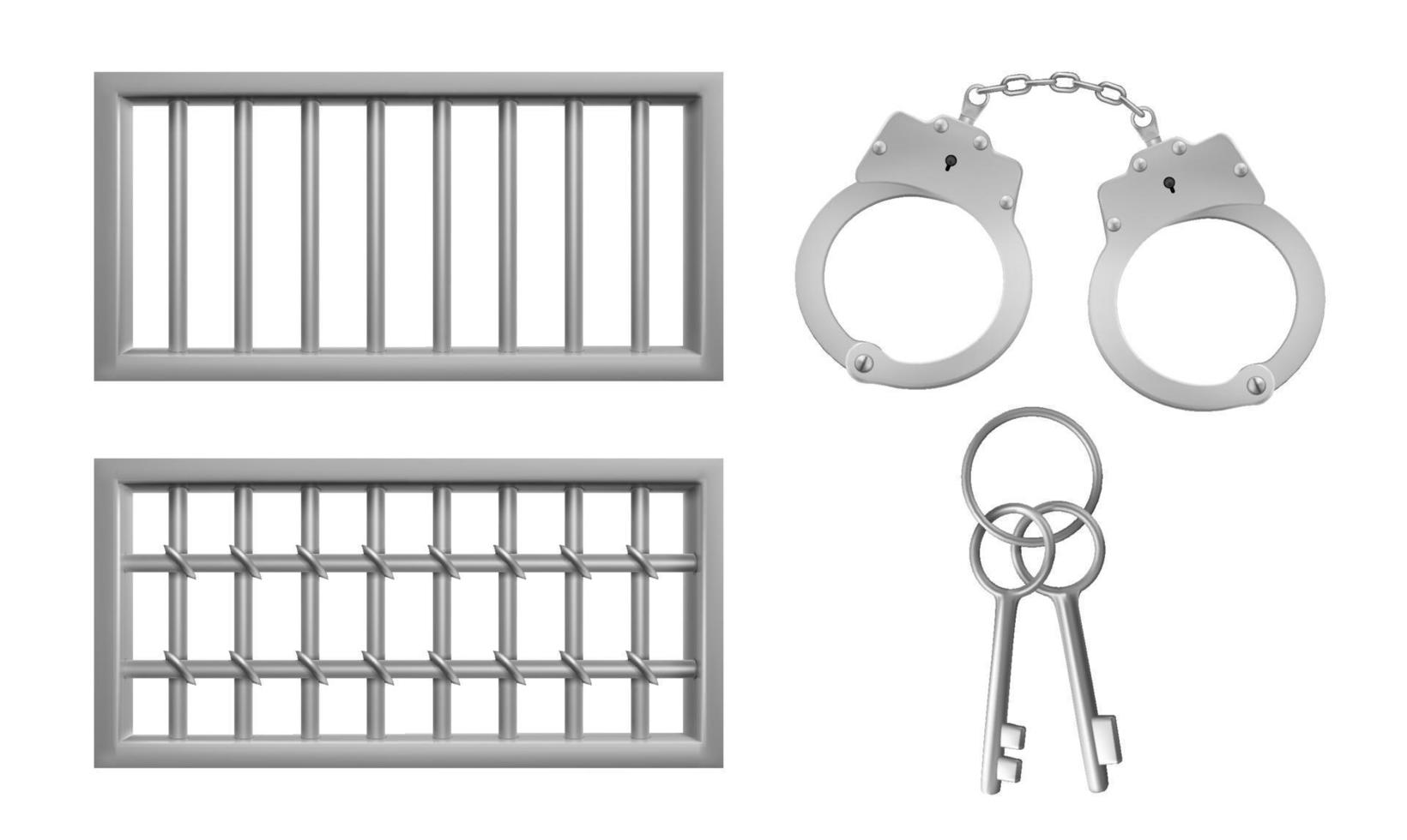 Steel lattice for prison windows, handcuffs, keys vector