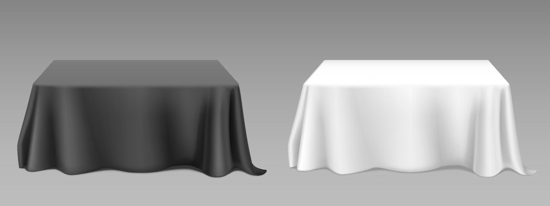 Vector realistic white tablecloth on tables