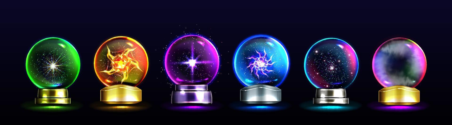 Magic crystal balls for fortune telling predict vector