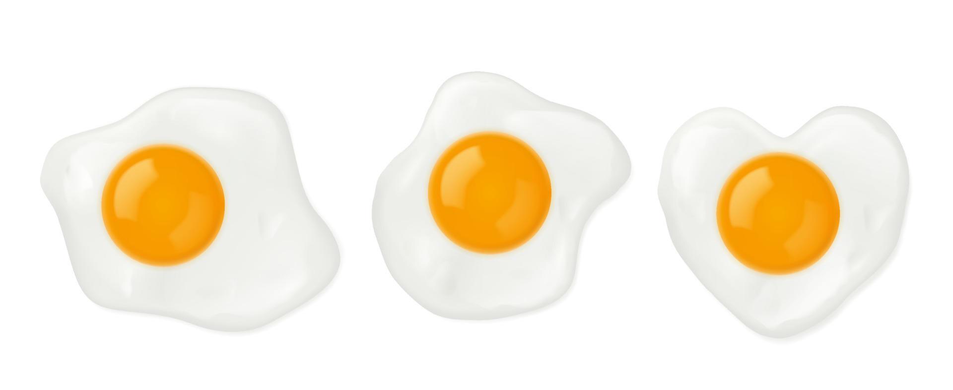 Fried eggs in heart shape top view vector