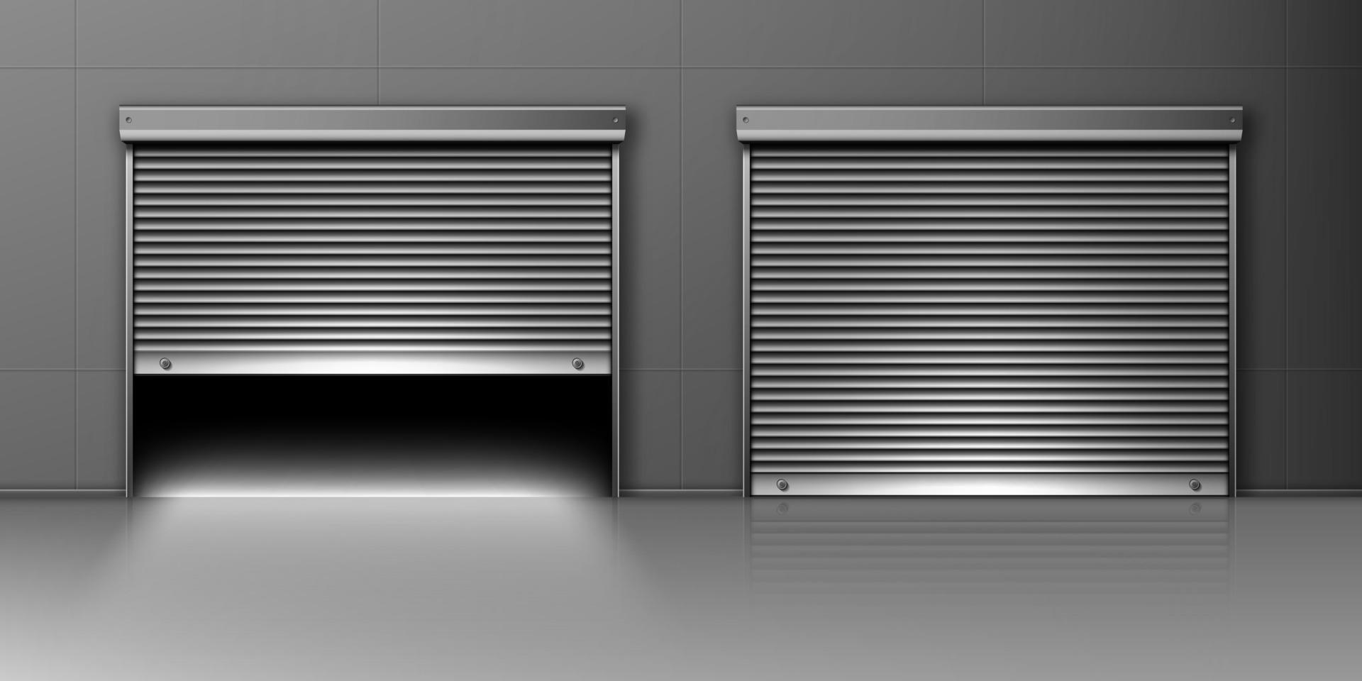 Garage doors, hangar entrance with roller shutters vector