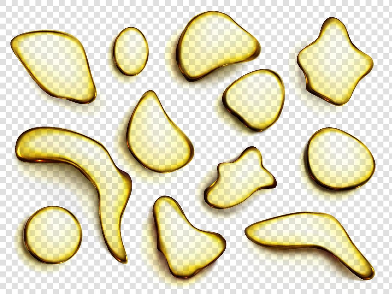 Oil drops, stains of juice or lemonade top view vector