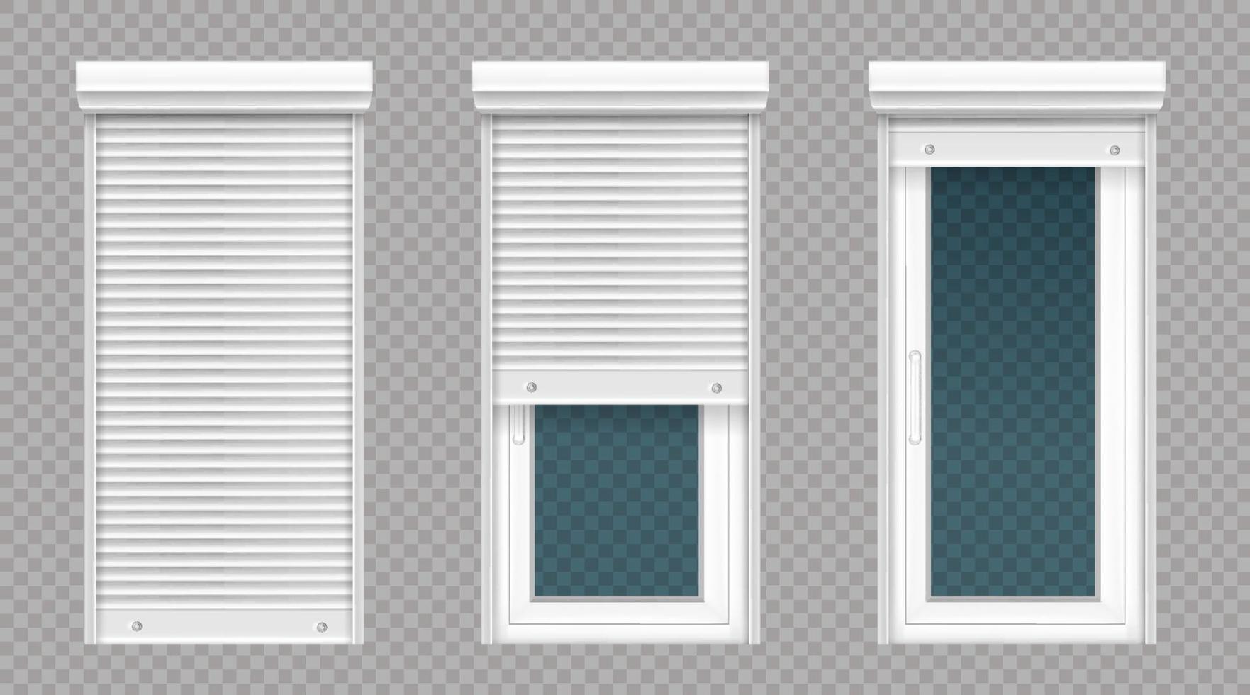 Glass door or window with white rolling shutter vector