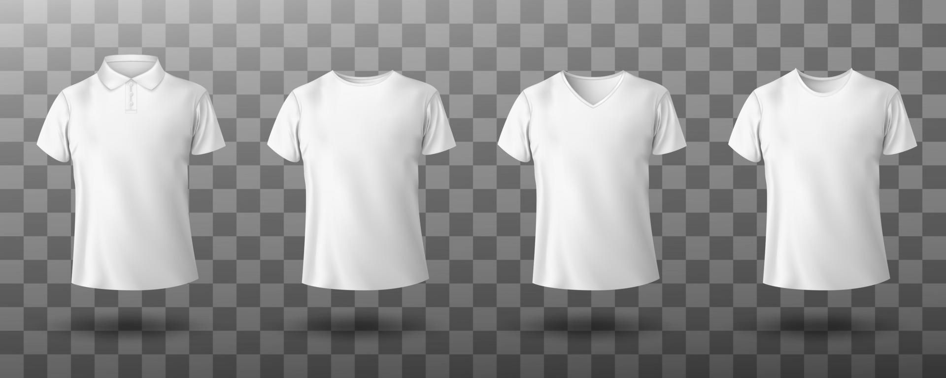Realistic mockup of male white polo shirt vector