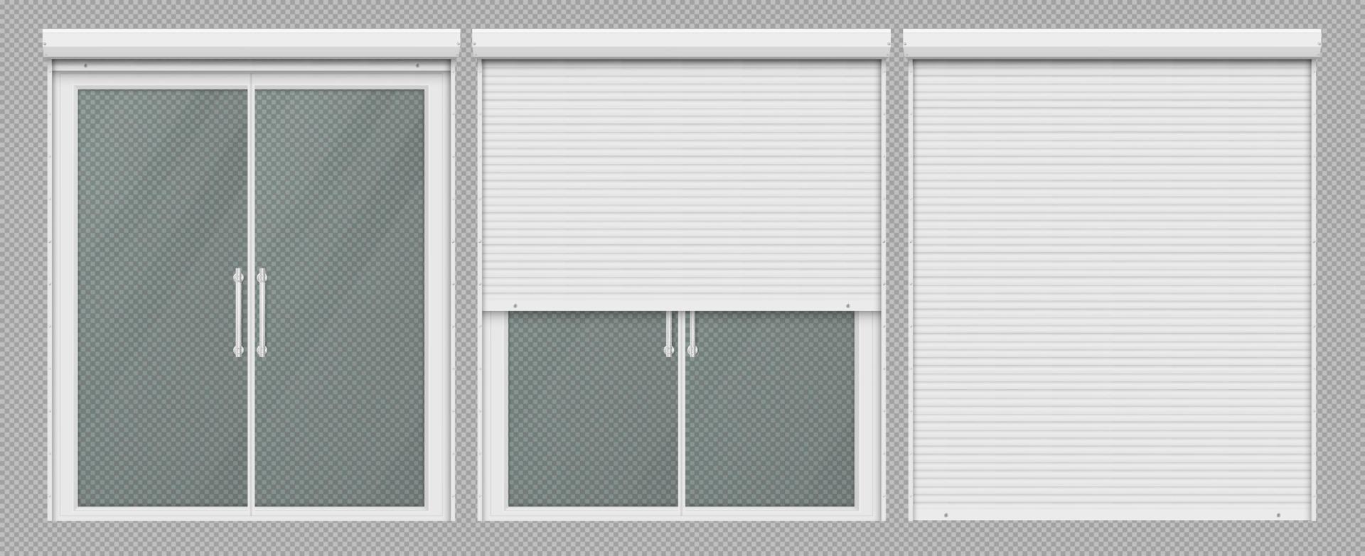 Double window with roller shutter up and close vector