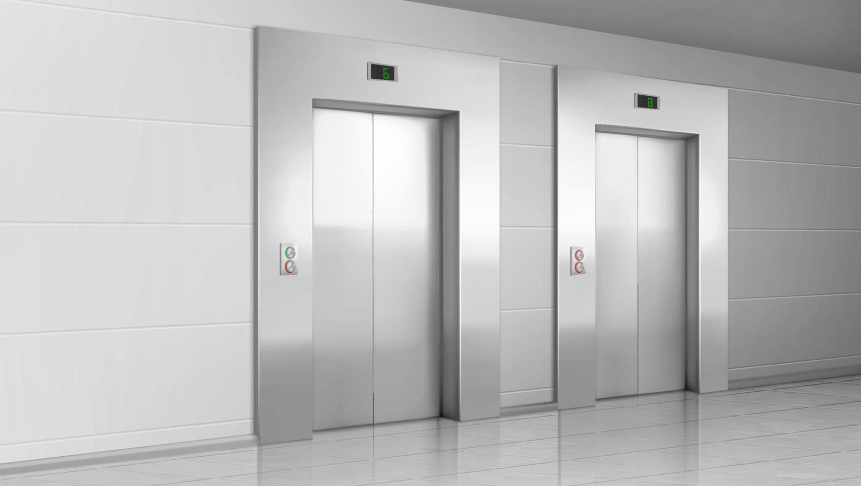 Metal elevator doors in modern office hallway 15680413 Vector Art at