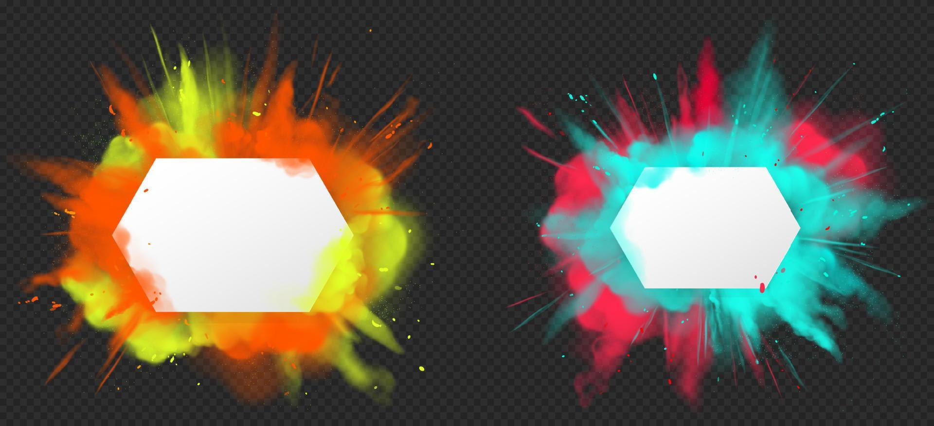 holi pintura polvo explosión de color realista vector