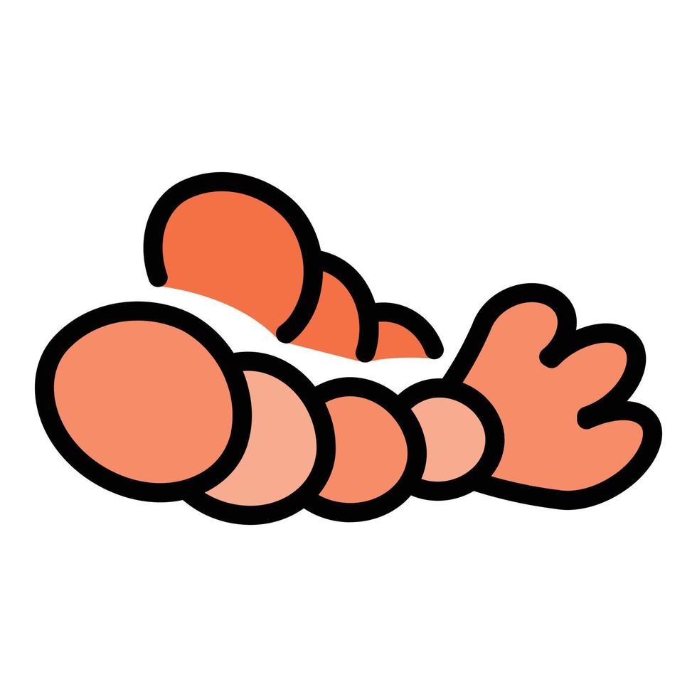 Sea shrimp icon color outline vector