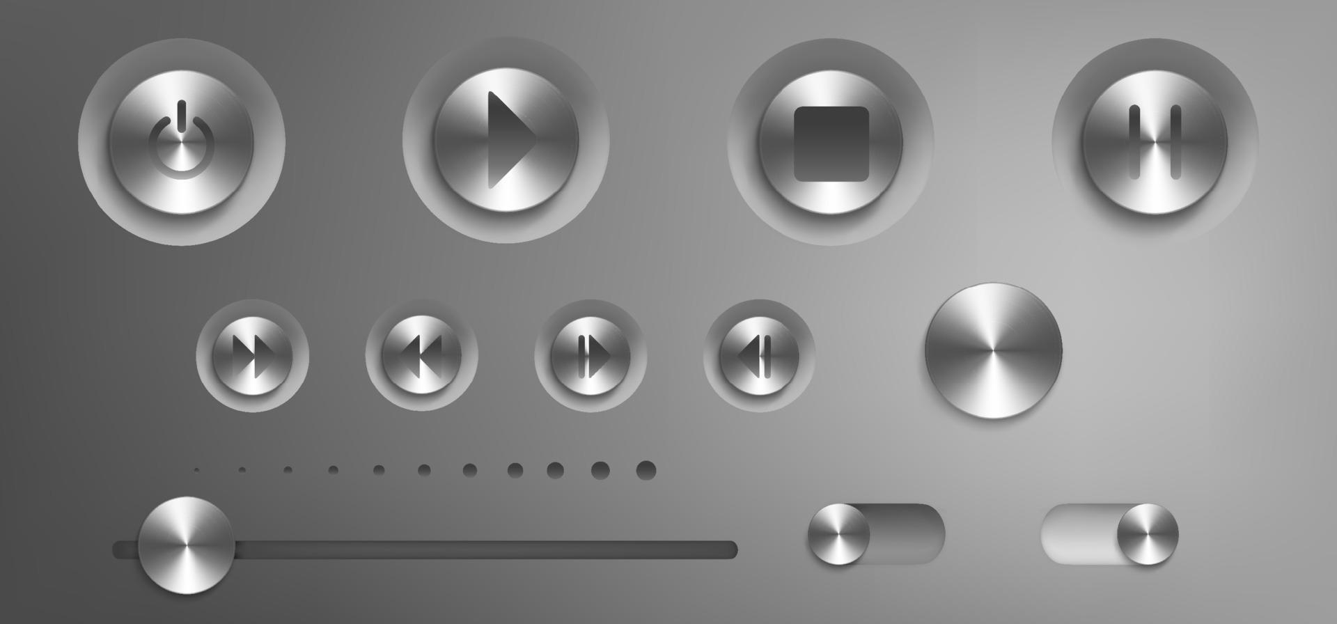 Music control panel with steel buttons and knobs vector