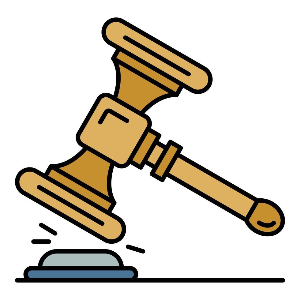 Wood gavel icon color outline vector
