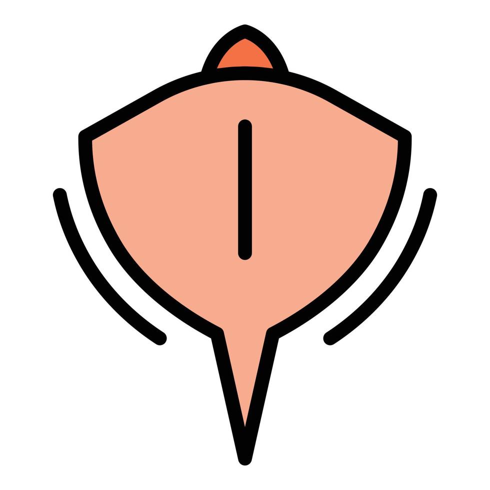 vector de contorno de color de icono de pez stingray