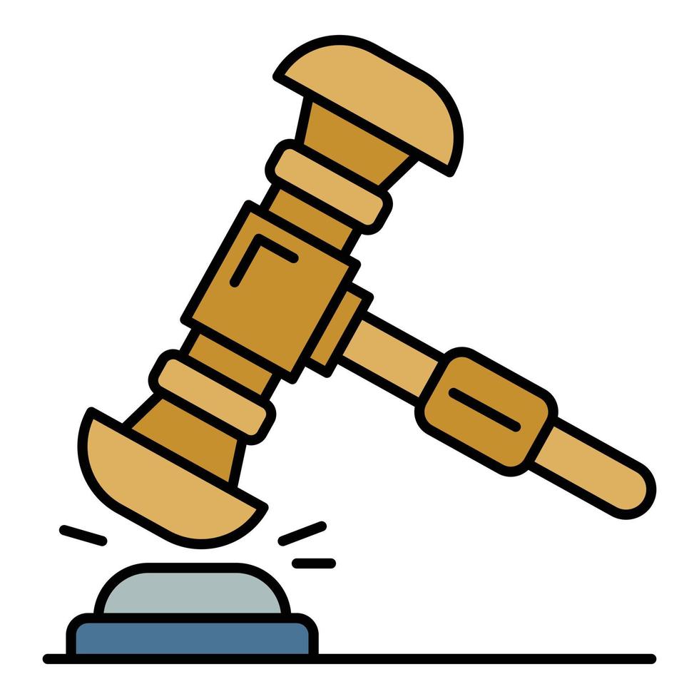 Judge gavel icon color outline vector