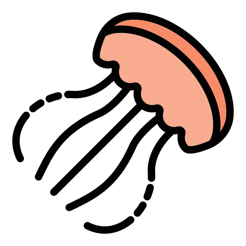 vector de contorno de color de icono de medusa