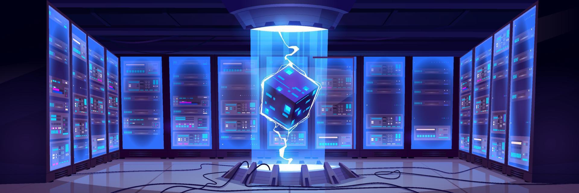 Vector cartoon bigdata processing center