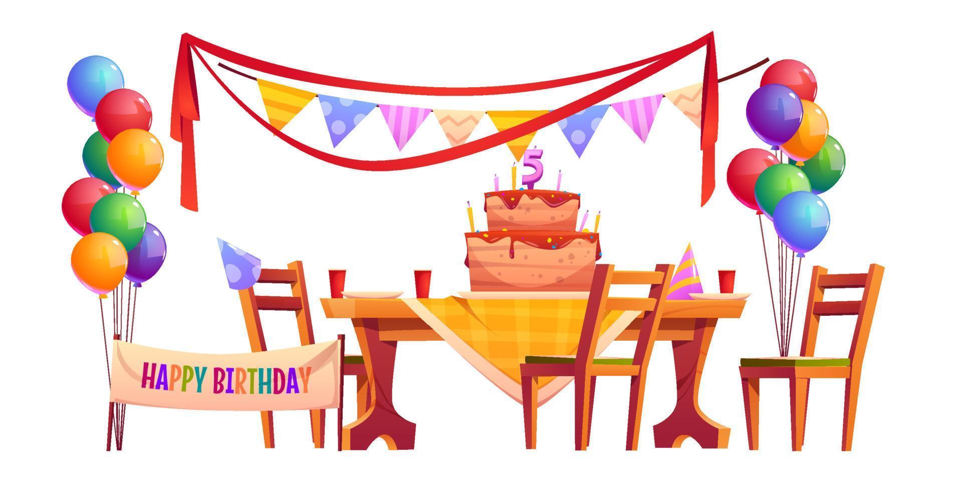 decoración vectorial para fiesta de cumpleaños en el exterior vector