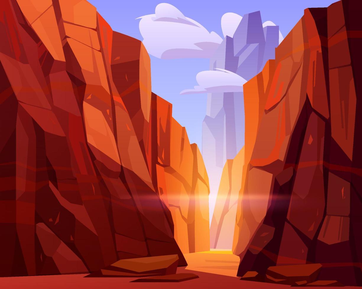 Desert road in canyon with red mountains vector