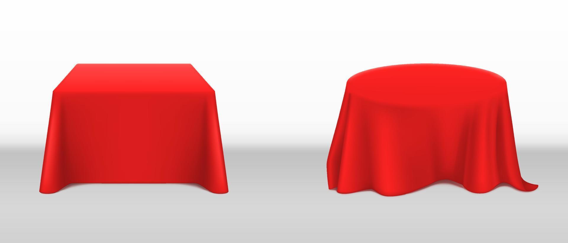 mesa con mantel conjunto vector. mesas rectangulares vacías con mantel  blanco. aislado en ilustración gris 17608022 Vector en Vecteezy