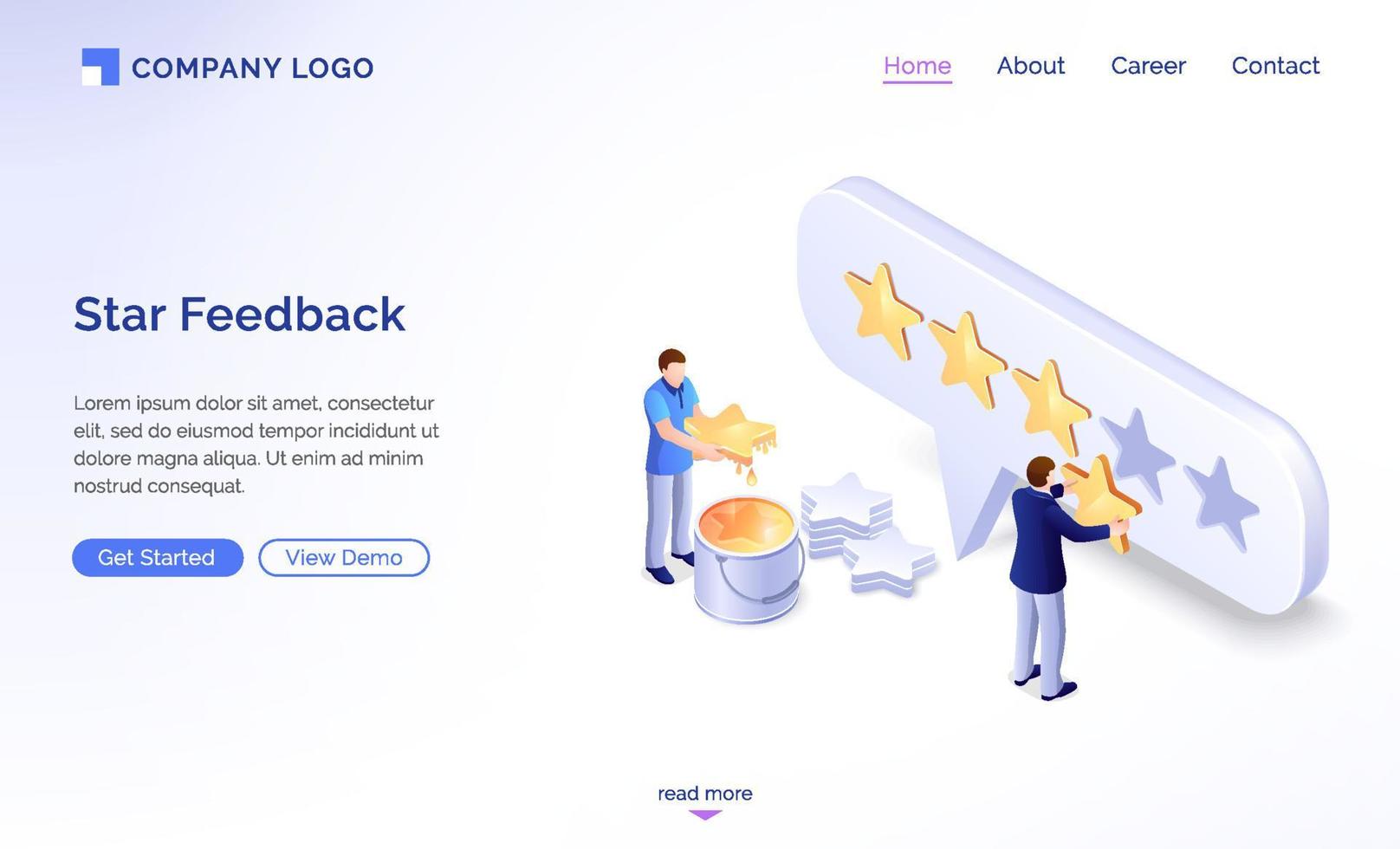 Landing page of star feedback model vector