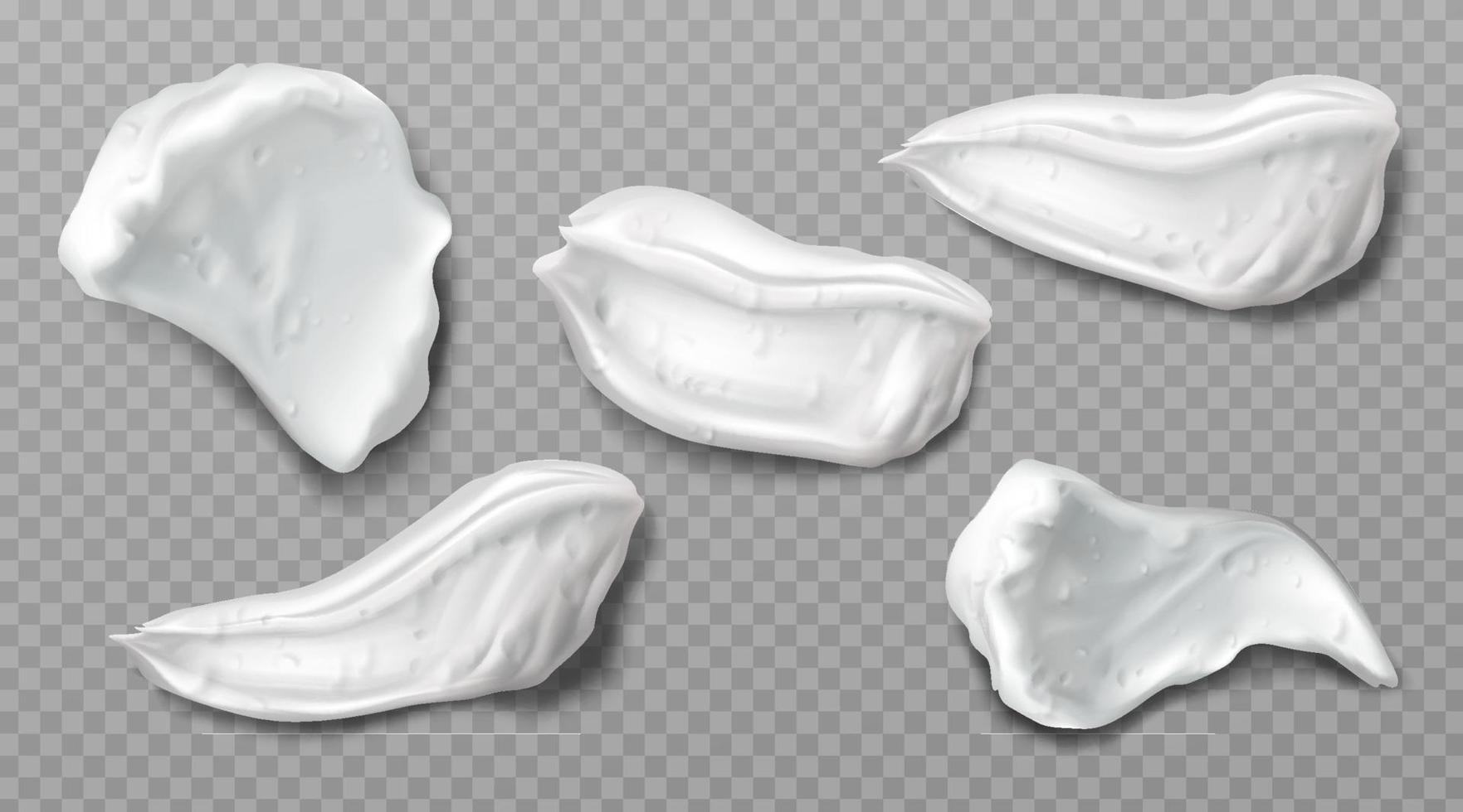 White cosmetic foam cream swatches vector