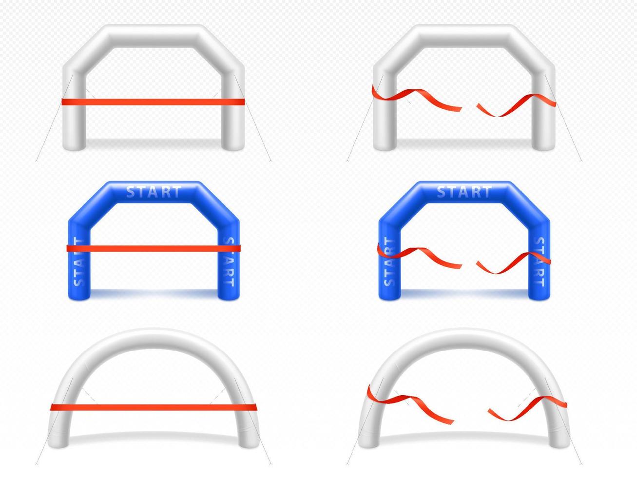 arco inflable con cinta roja para eventos deportivos vector