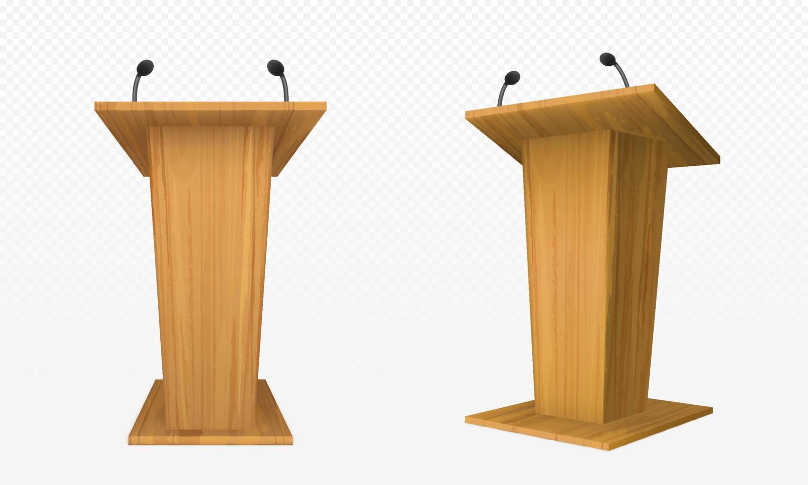 Woodeb pulpit, podium or tribune, rostrum stand vector