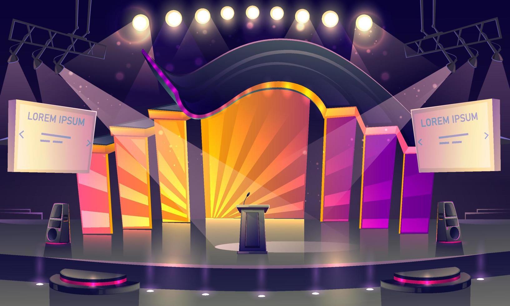 Conference hall, stage for presentation, scene vector