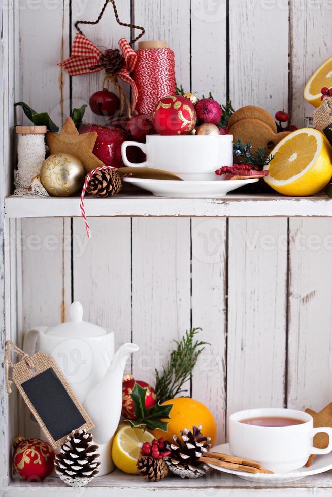 Christmas still life in a shabby chic cupboard photo