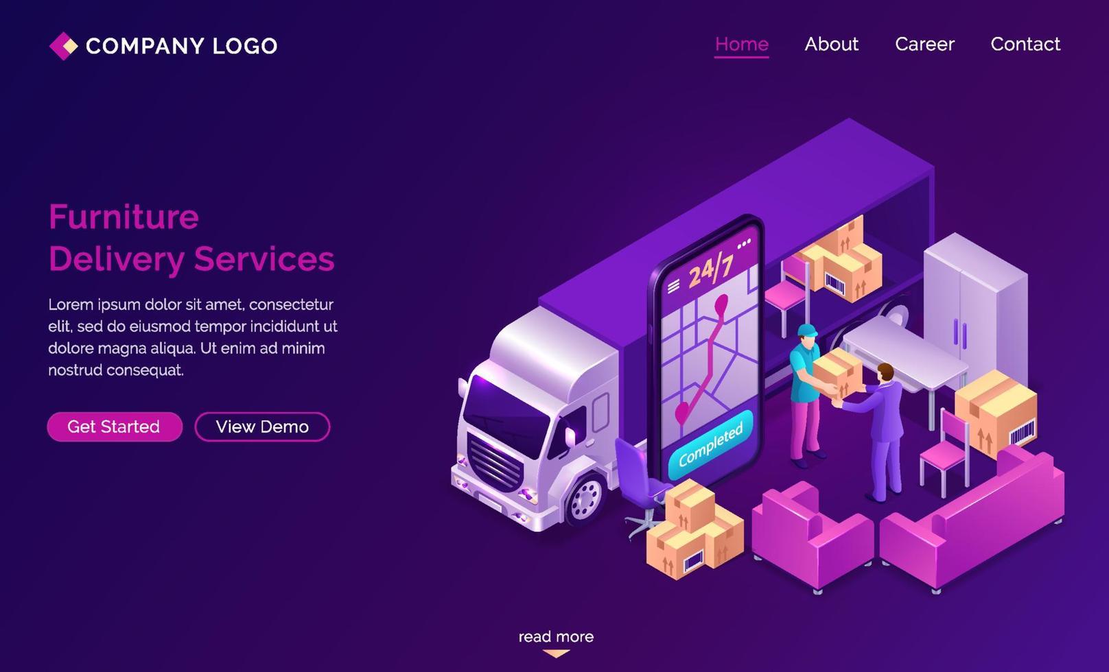 Furniture delivery online services banner vector