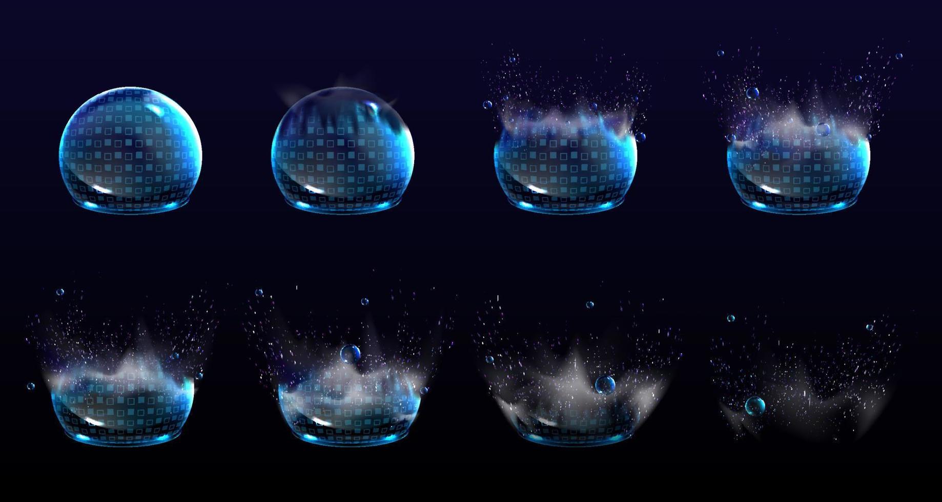 Broken bubble shields, energy barrieer explosion vector