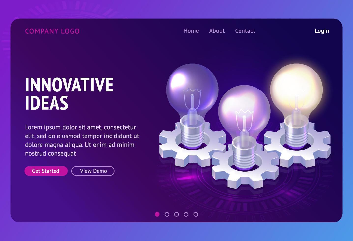 aterrizaje isométrico de desarrollo de ideas innovadoras vector