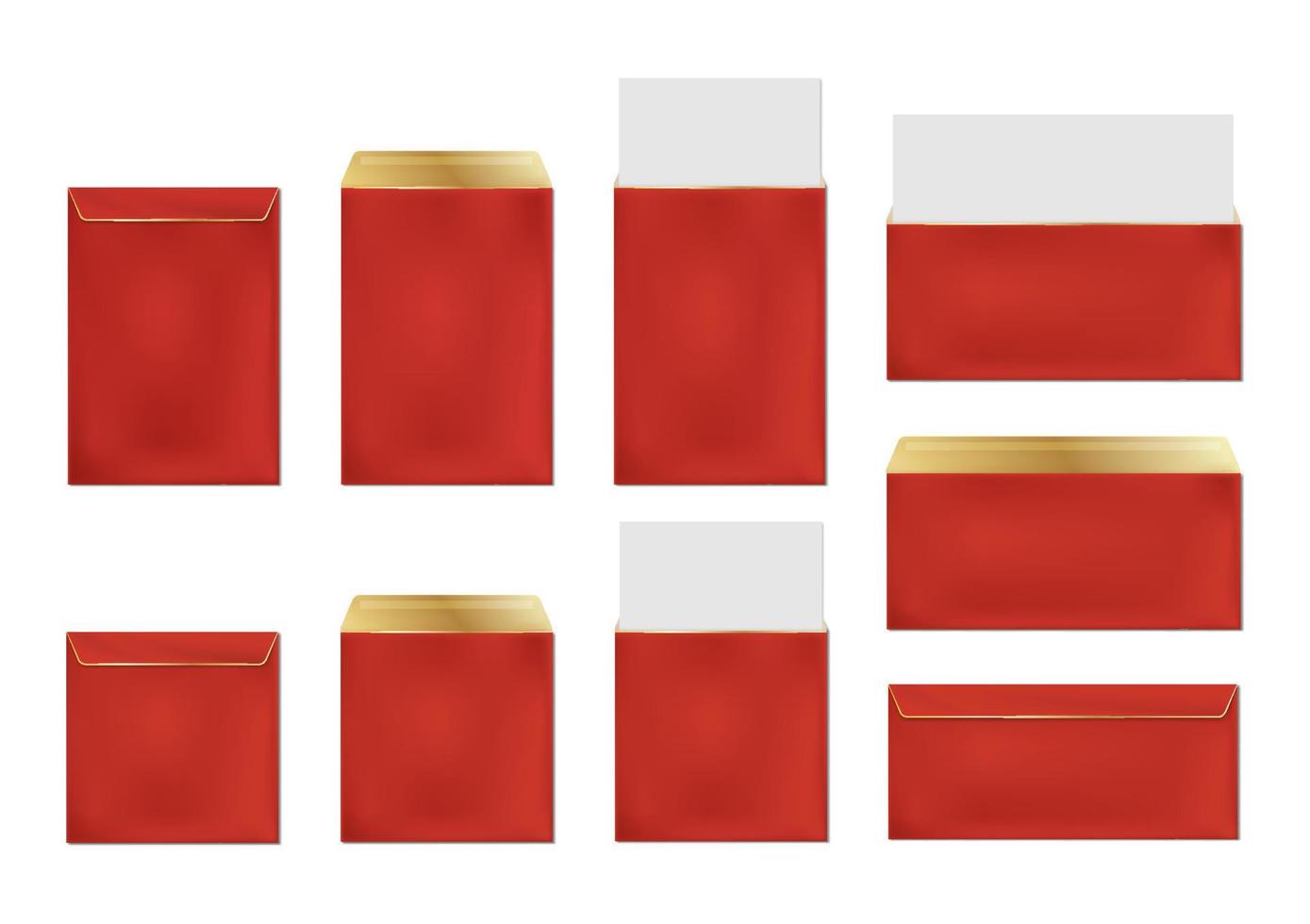 Red envelopes, blank paper covers template set vector