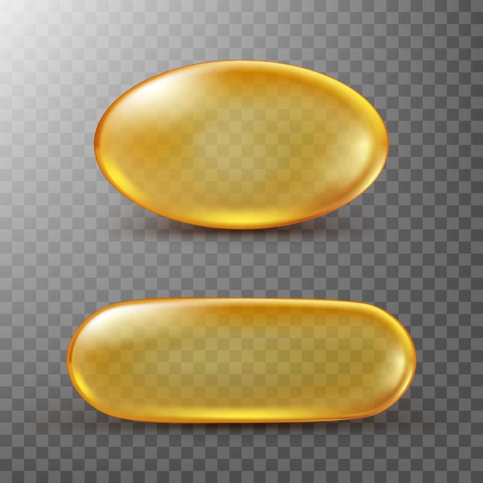 Vector golden capsule of fish oil or vitamin