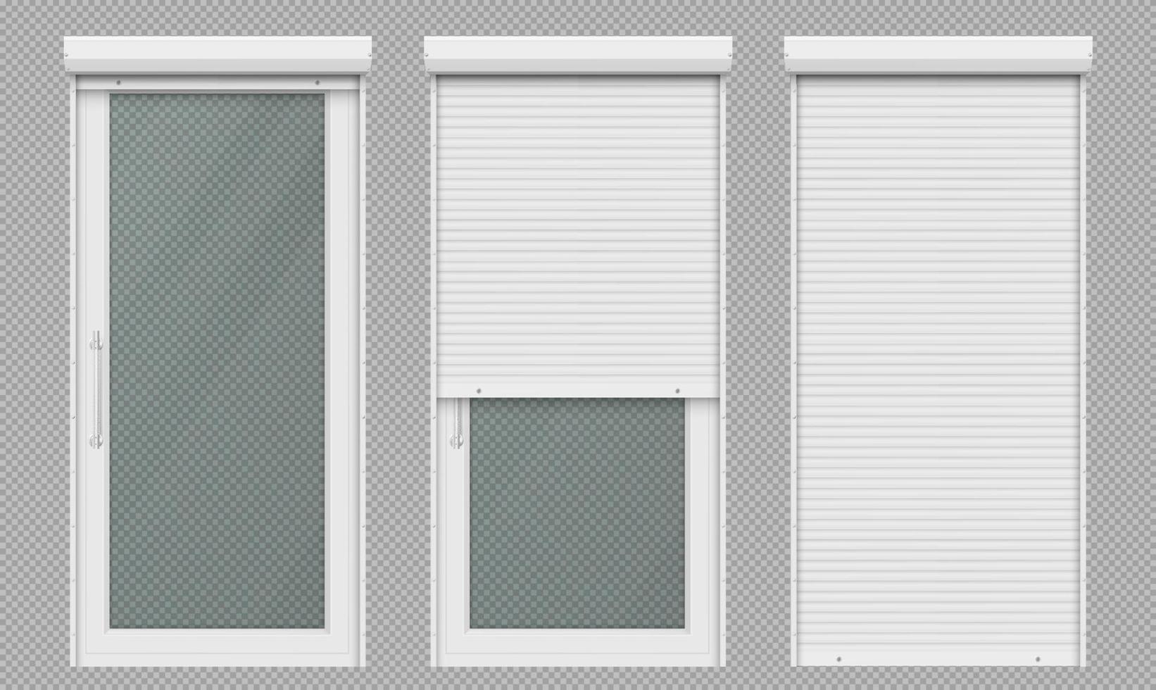 Glass door with white rolling shutter vector