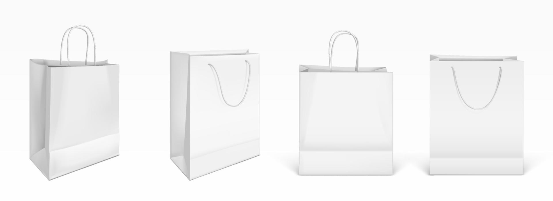 maqueta vectorial de bolsas de compras de papel blanco vector